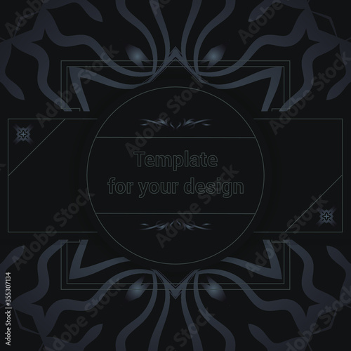 Luxury design on black background. Template for your design with ornamental elements  for packing,  banner, flyer and print design. Workpiece for your design. 