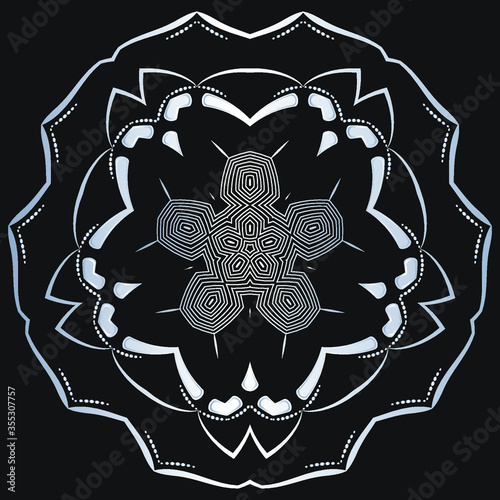Luxury logo. Vector template for logos, book covers, business cards, corporate identity creation. Illustration of a silver tracery element on a black background. Foil stamping
