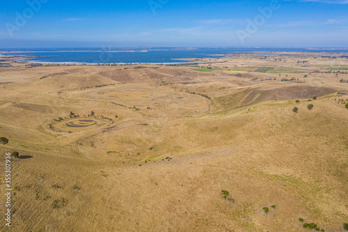 Red rock reserve including several craters of volcanic origin near Colac, Australia photo