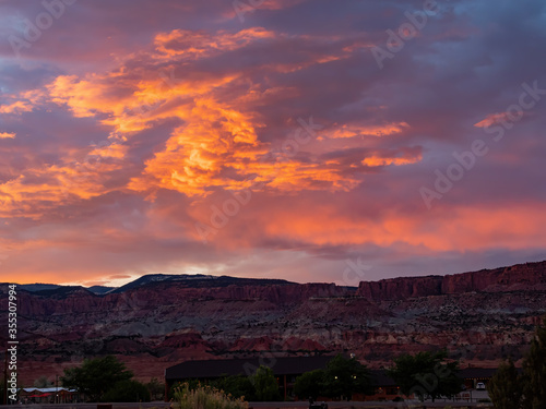 Beautiful sunset rural landscape of Torrey, Utah