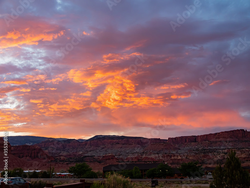 Beautiful sunset rural landscape of Torrey, Utah