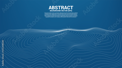 Digital Contour curve dot and line ripple and wave with wireframe . Abstract Background for 3D Futuristic technology concept