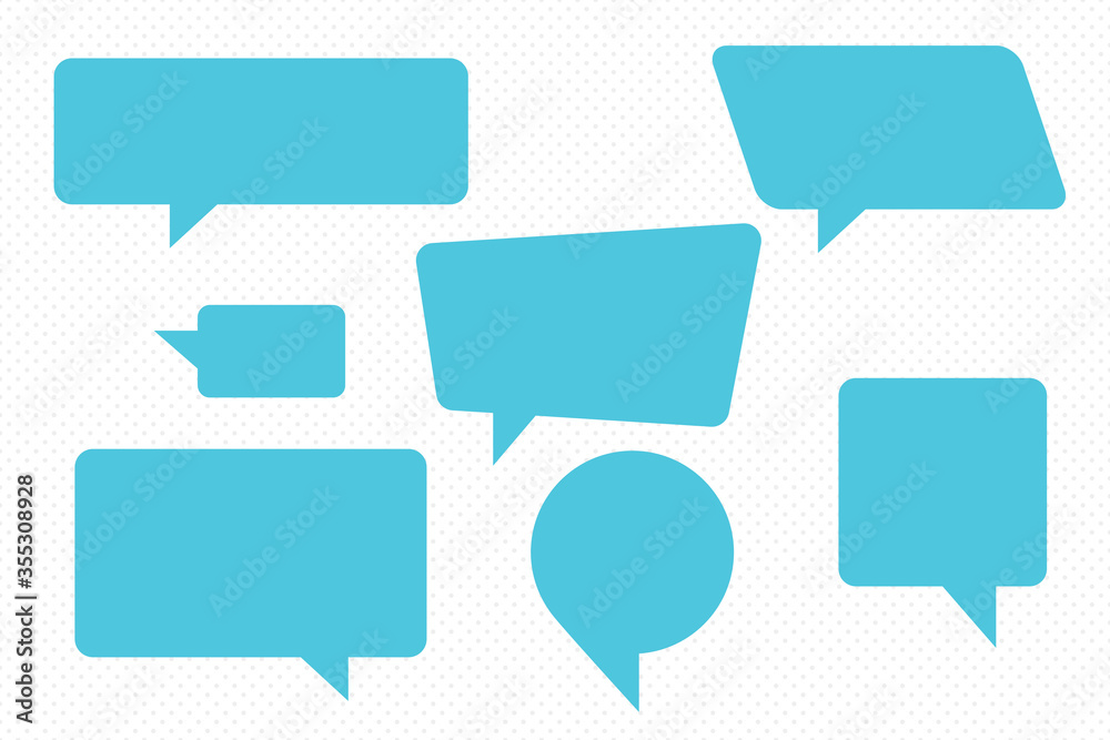 Speech Bubbles Set of Inverted Rectangle Distorted Circle and Square Blank Trendy Shapes - Blue Elements on White Dots Wallpaper Background - Flat Graphic Design Speech Bubbles Set of Inverted Rectangle Distorted Circle and Square Blank Trendy Shapes - Blue Elements on White Dots Wallpaper Background - Flat Graphic Design
