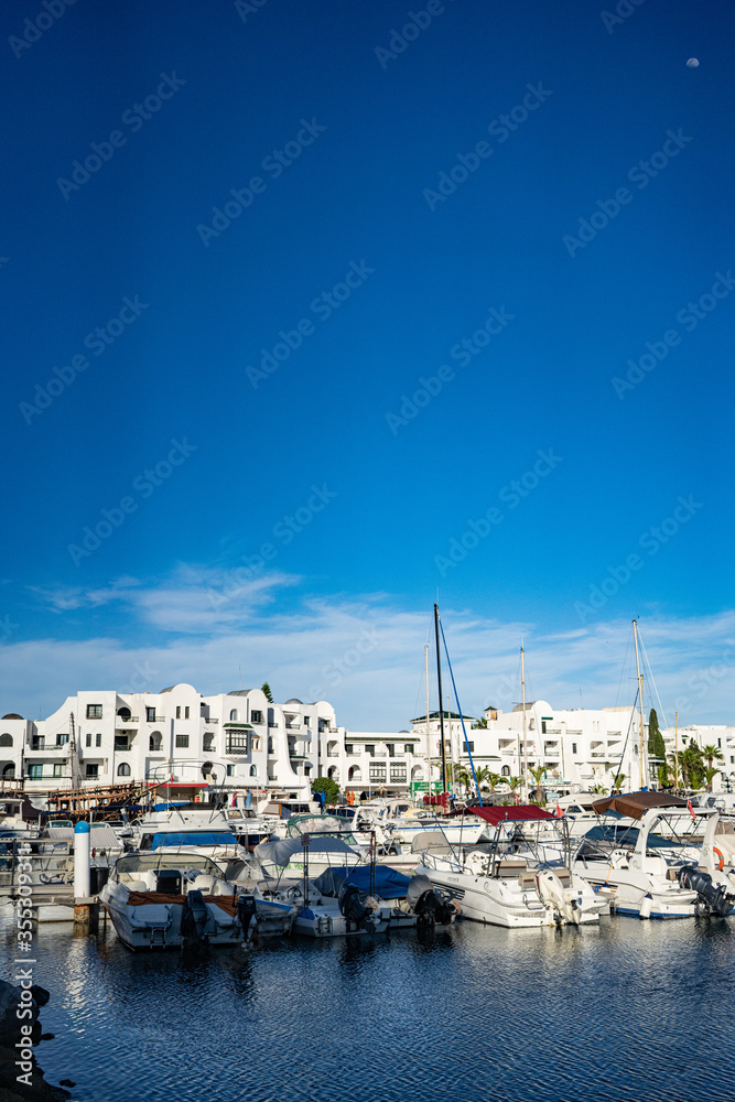 The tourist marina bay of El Kantaoui, near Sousse, in Tunisia .