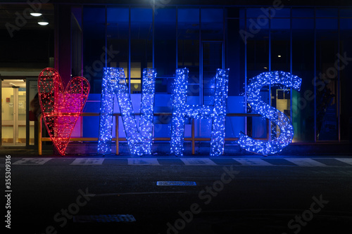 Huge light-up Love Heart NHS sign illuminated during the COVID-19 pandemic - 1
