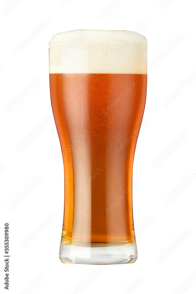 Glass of beer isolated on white background