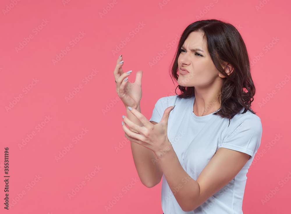 beautiful girl shows various emotions. Talented portrays the inner state and mood. The concept of advertising with free space for text beautiful girl shows various emotions. Talented portrays the inner state and mood. The concept of advertising with free space for text