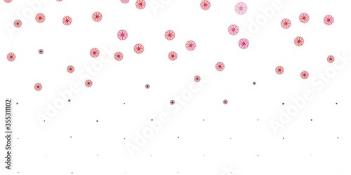 Light Pink, Red vector doodle pattern with flowers.