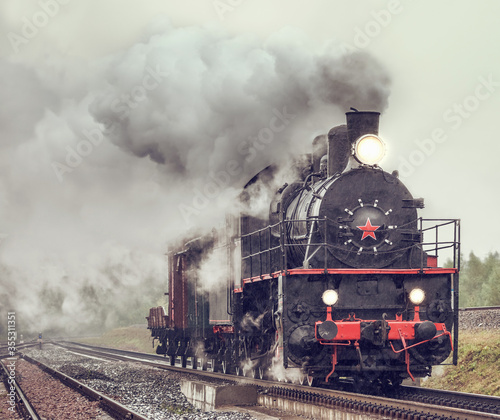 Retro steam freight train.