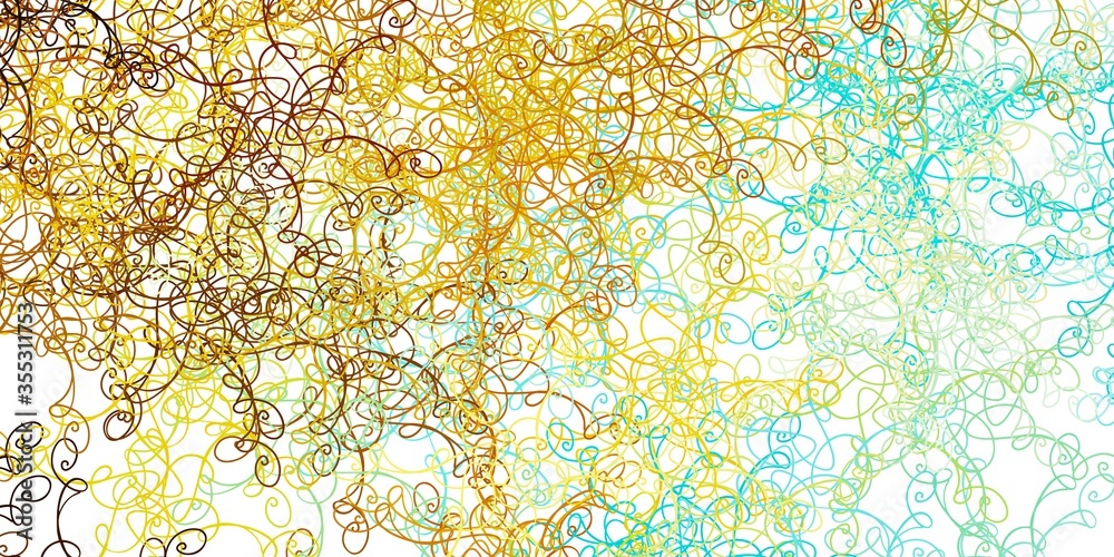 Light Blue, Yellow vector backdrop with bent lines.