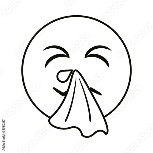emoji with cold sick line style
