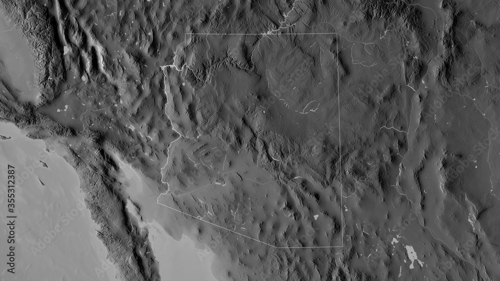 Fototapeta premium Arizona, United States - outlined. Grayscale