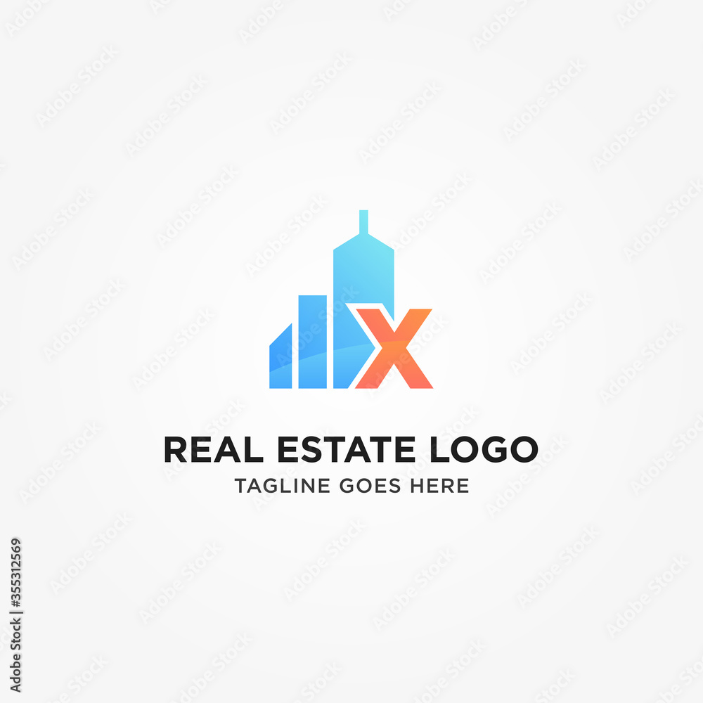 Simple and Modern X Letter Real Estate Logo Template for Your Business