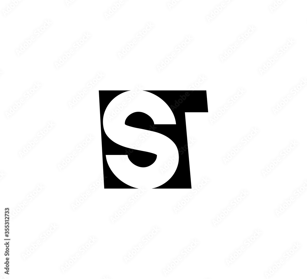 Initial letters Logo black positive/negative space ST