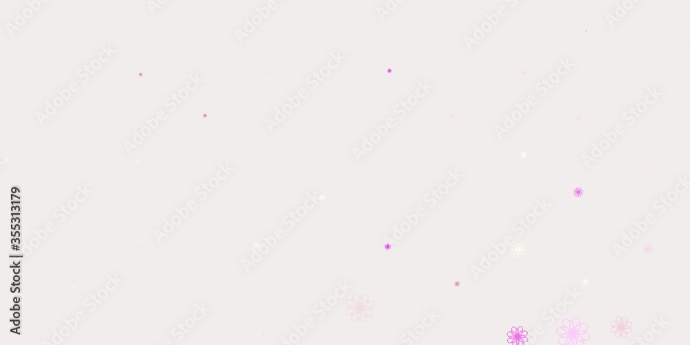 Light Pink vector doodle texture with flowers.