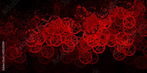 Dark Red vector backdrop with mystery symbols.