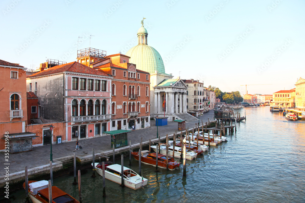 A church on the banks of the Grand Canal in Venice, Italy