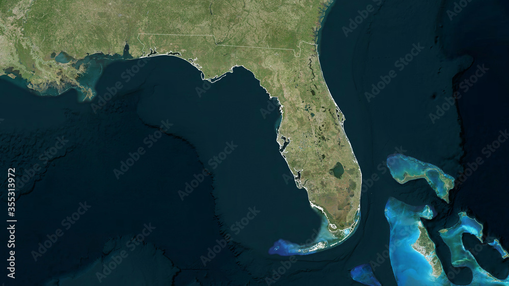 Florida, United States - outlined. Satellite