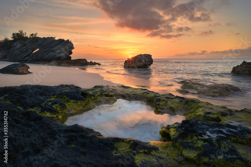 Beautiful sunrise at a beach in Bermuda