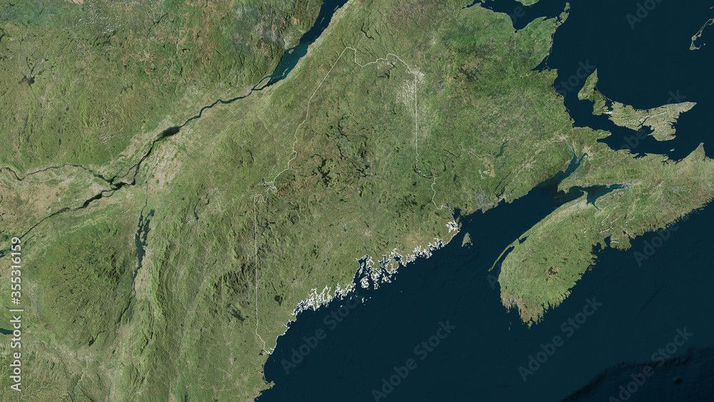 Maine, United States - outlined. Satellite