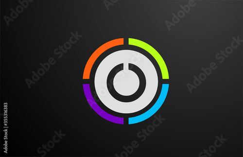 colored O alphabet letter logo icon design for company and business with circle