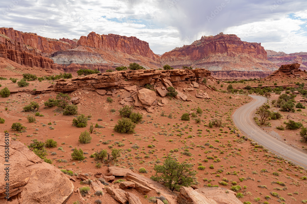 Beautiful landscape around the Panorama Point of Capitol Reef National Park