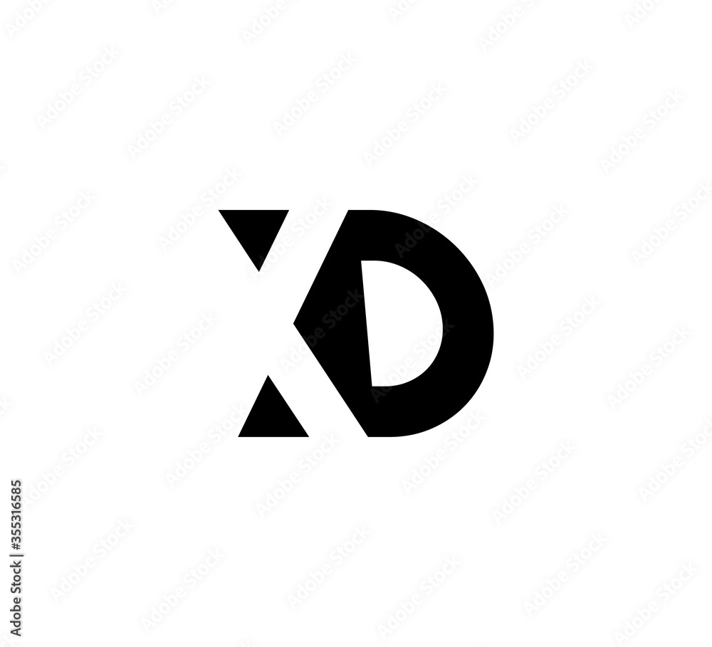 Initial letters Logo black positive/negative space XD