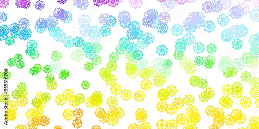 Light Multicolor vector background with christmas snowflakes.