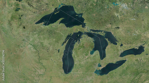 Michigan, United States - outlined. Satellite
