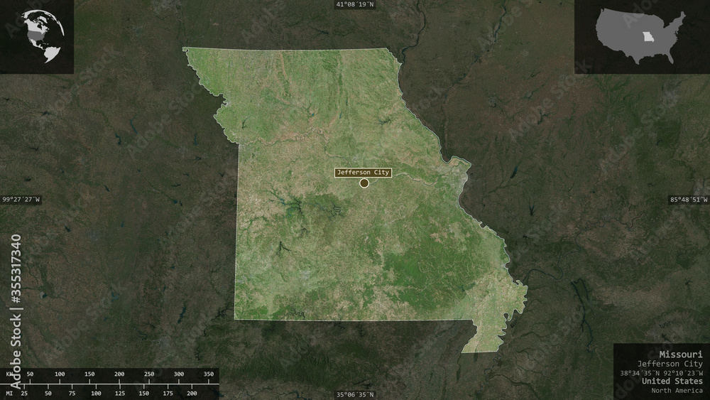 Missouri, United States - composition. Satellite