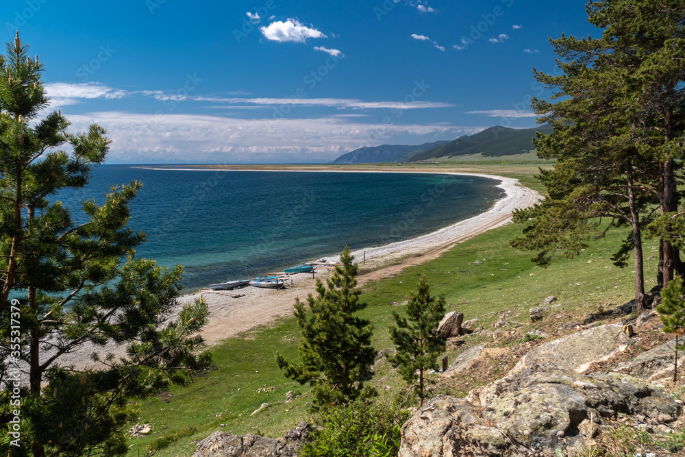 The shore of Lake Baikal near the Bolshoe Goloustnoye village