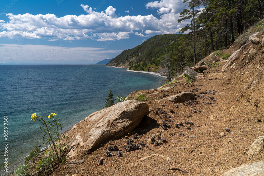 Great Baikal trail on a hillside