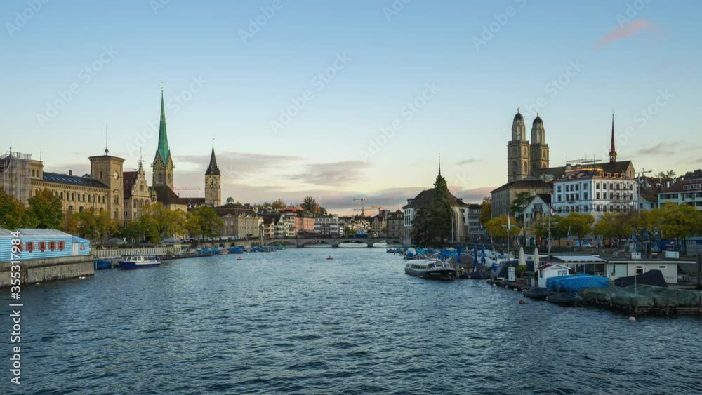 Zurich city skyline with view of Limmat river in Switzerland. Zurich city skyline with view of Limmat river in Switzerland.