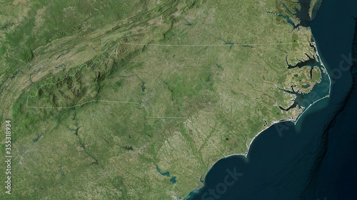 Fotografía North Carolina, United States - outlined. Satellite
