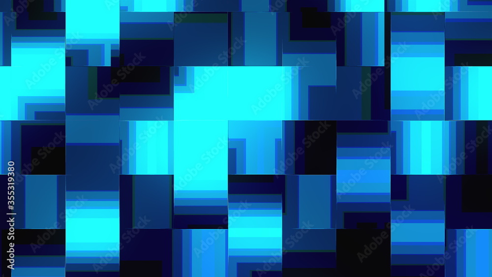 Computer generated abstract technology background. 3D rendering fusion effect of black and white square shapes Computer generated abstract technology background. 3D rendering fusion effect of black and white square shapes