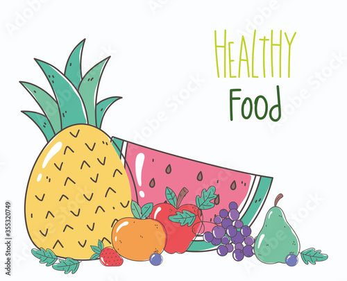 pineapple watermelon orange fruits organic healthy food natural