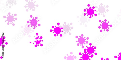 Light purple, pink vector background with covid-19 symbols.