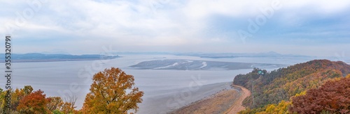 North Korea viewed from Odu Mt. Unification Observatory, Republic of Korea photo