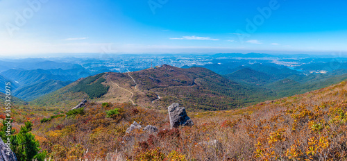 Aerial view of Gwangju from Mudeungsan national park, Republic of Korea photo