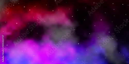 Dark Purple  Pink vector template with neon stars. Modern geometric abstract illustration with stars. Theme for cell phones.