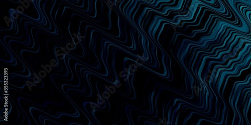 Dark BLUE vector background with wry lines. Bright sample with colorful bent lines, shapes. Best design for your ad, poster, banner.