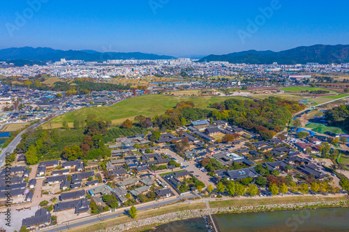 Aerial view of Gyeongju Gyochon Traditional Village at Gyeongju, Republic of Korea photo