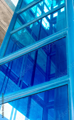 modern glass building detail color
