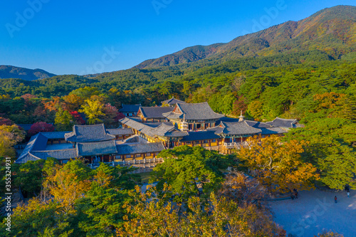 Aerial view of Bulguksa temple near Gyeongju, Republic of Korea photo
