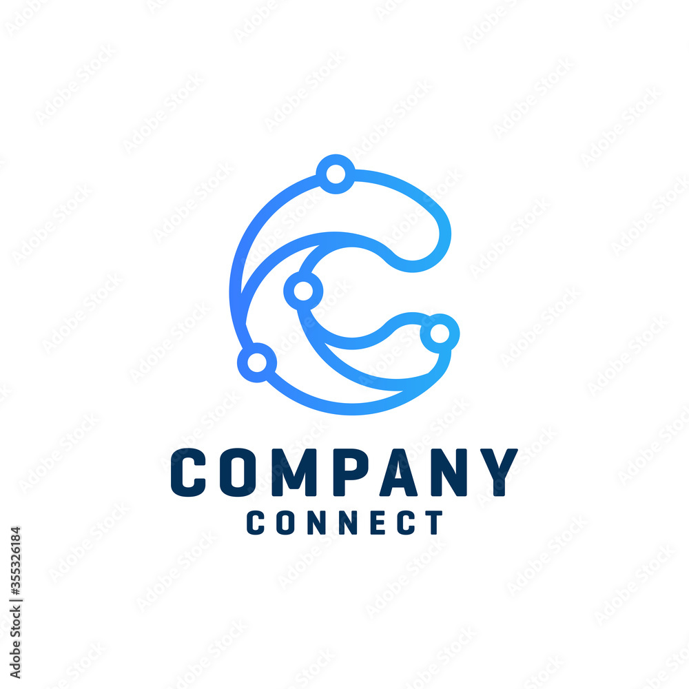 Initial Letter C line logo Connected circle symbol Initial Letter C line logo Connected circle symbol