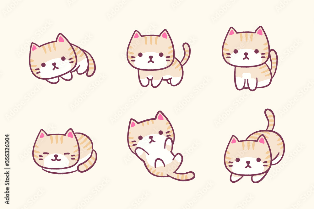 Cute cat doodle vector fashion poster print for baby or for printing little girl, boy or student book or gift box. Also can use for education, learning, study or painting in school and kids bedroom. Cute cat doodle vector fashion poster print for baby or for printing little girl, boy or student book or gift box. Also can use for education, learning, study or painting in school and kids bedroom.