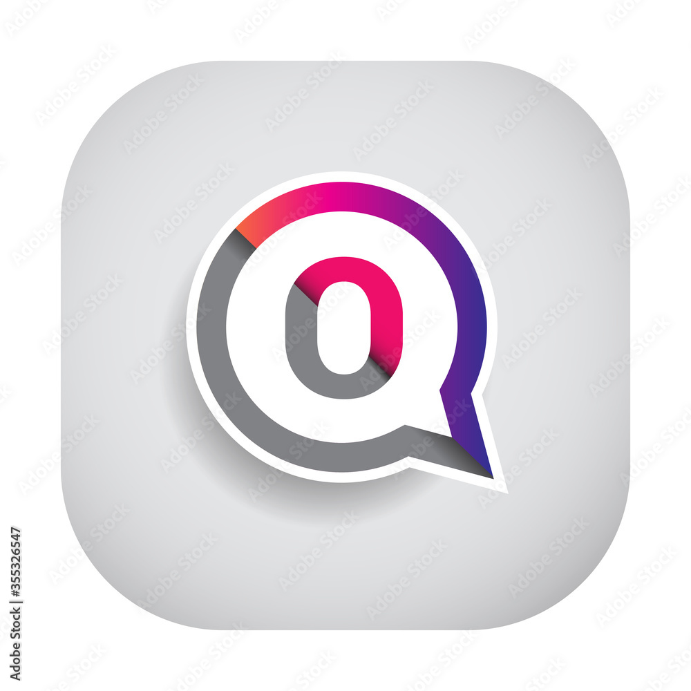 logo O letter colorful on circle chat icon. Vector design for your logo application for company identity.