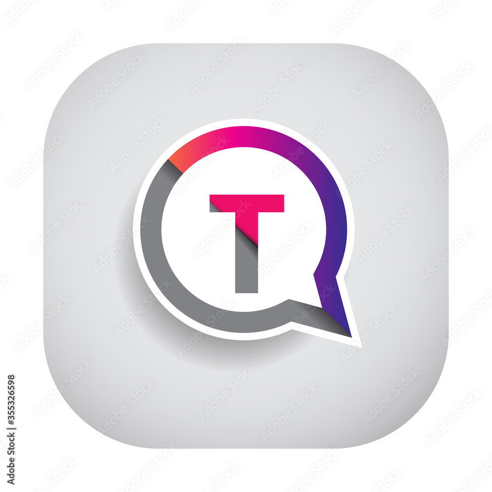 logo T letter colorful on circle chat icon. Vector design for your logo application for company identity. logo T letter colorful on circle chat icon. Vector design for your logo application for company identity.