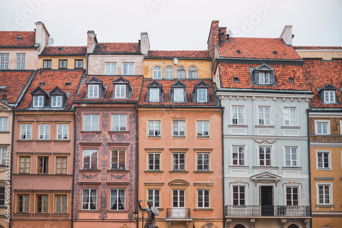 European houses in the old town of Warsaw, Poland