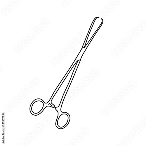 schroeder tenaculum forceps doodle icon, vector illustration